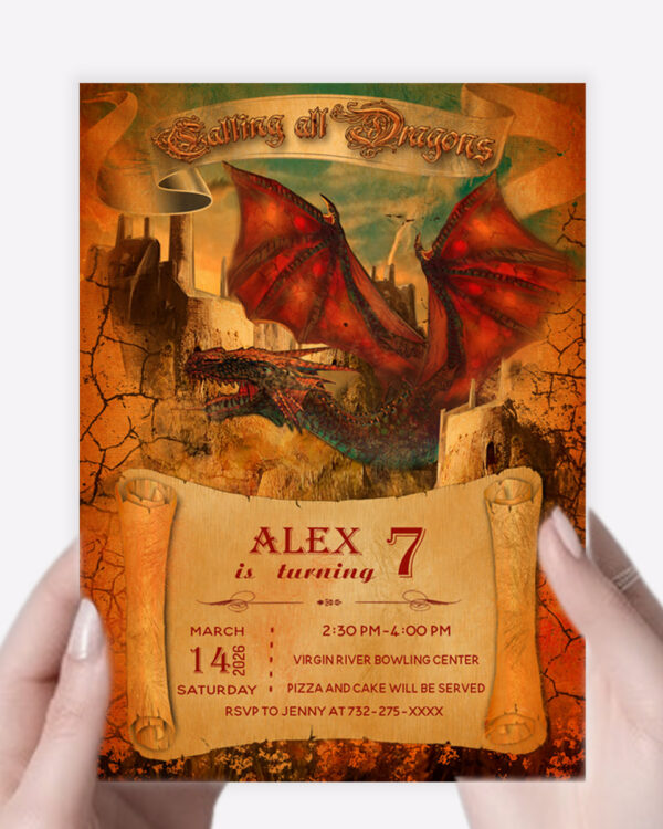 Dragon Birthday Invitation Template 2