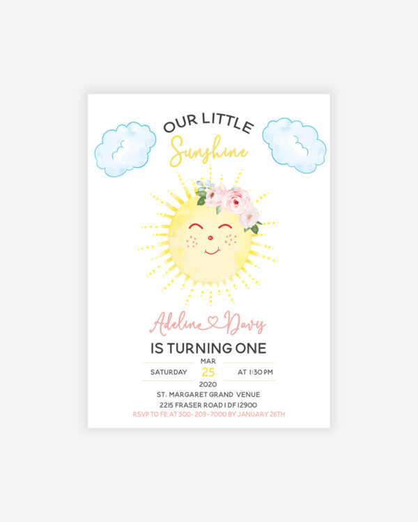 Our Little Sunshine Birthday Invitation 1
