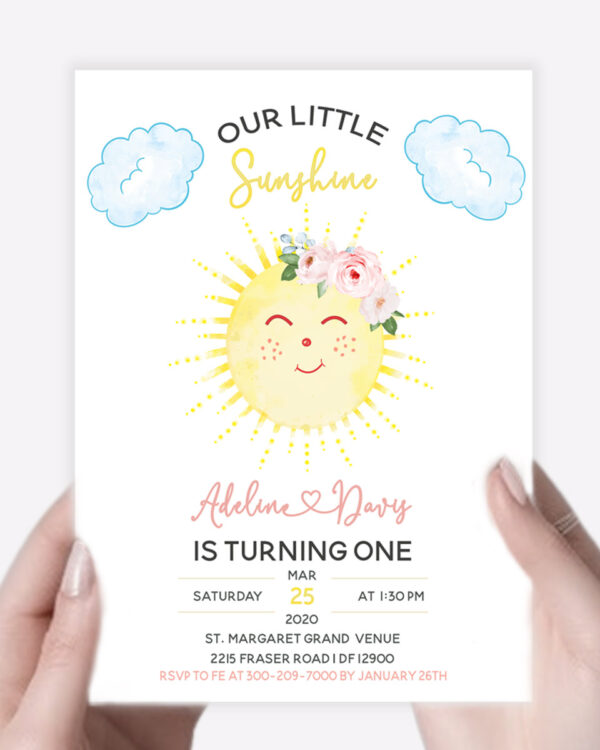 Our Little Sunshine Birthday Invitation 3