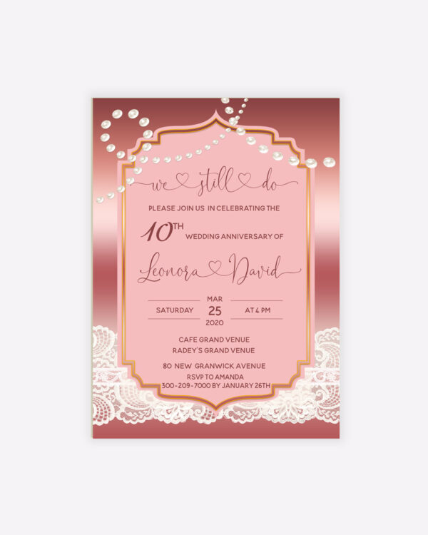 Vintage 10th wedding anniversary party invitations 1
