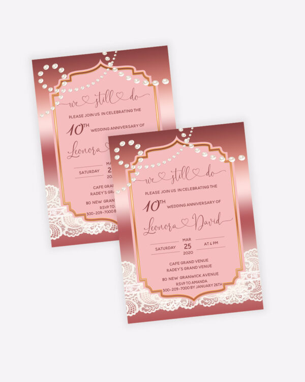 Vintage 10th wedding anniversary party invitations 3