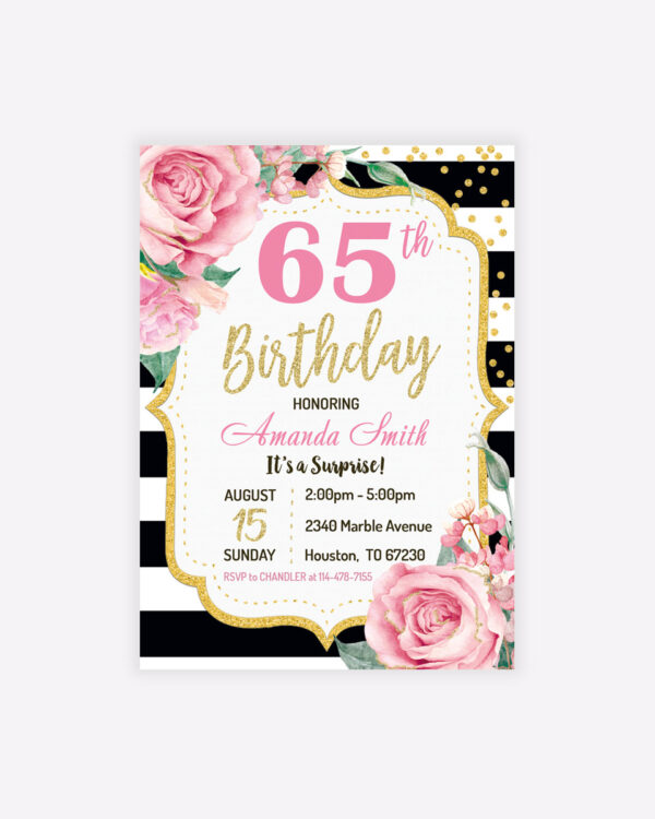 65th Pink Golg Invitations Template 1