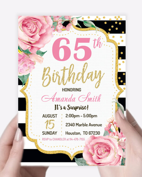 65th Pink Golg Invitations Template 3
