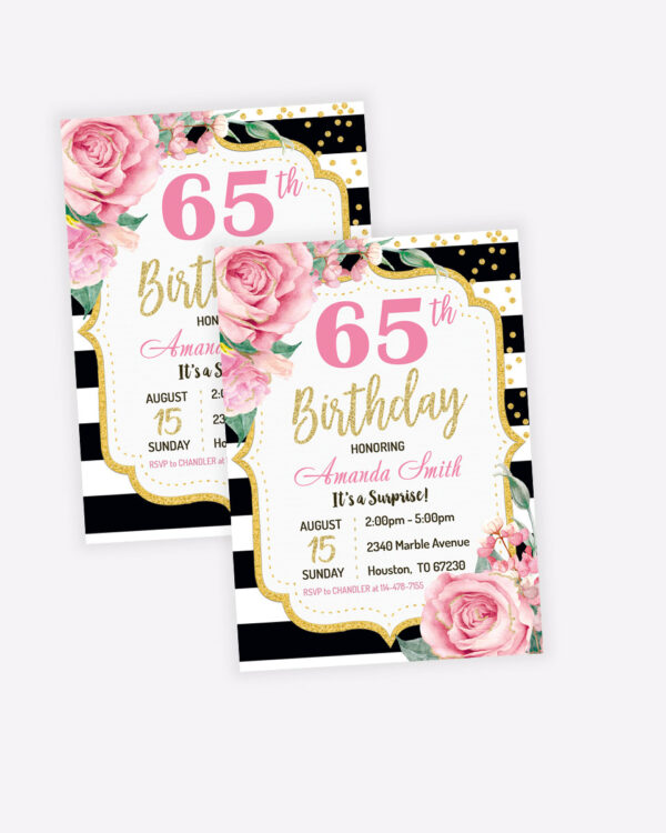 65th Pink Golg Invitations Template 2