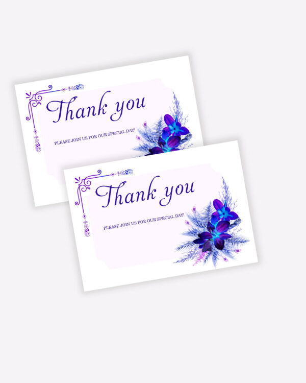 Blue and Purple Wedding Thank You Card Templates 2