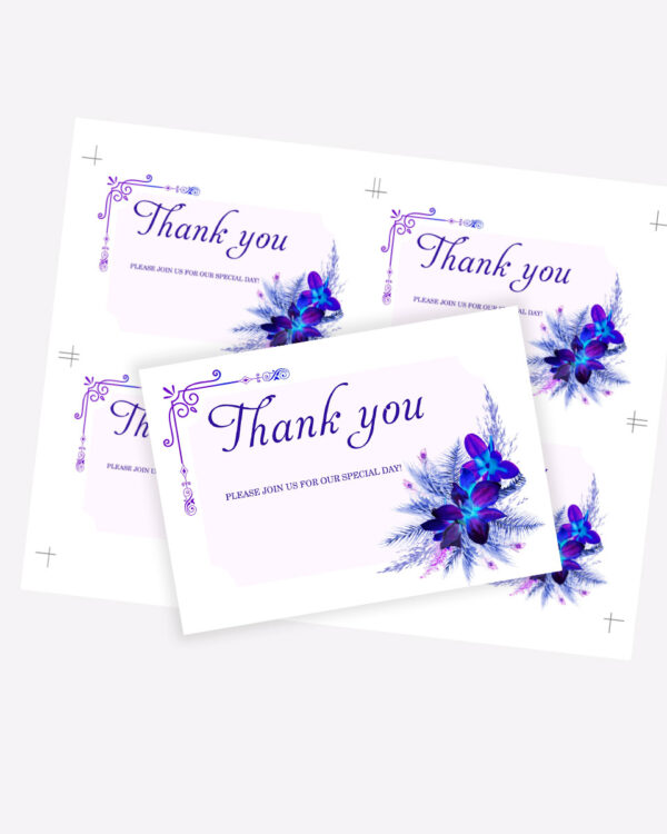 Blue and Purple Wedding Thank You Card Templates 3
