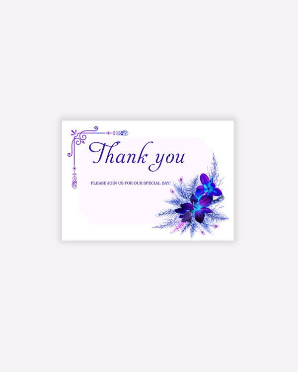 Blue and Purple Wedding Thank You Card Templates 1