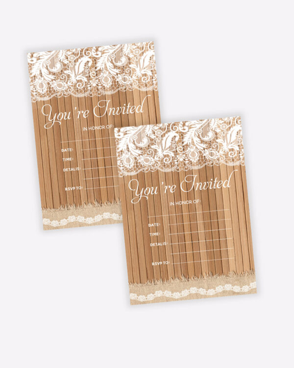 Custom lace invitations for rustic outdoor weddings 2