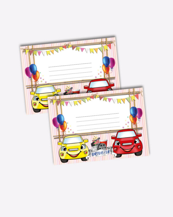Drive In Movie Birthday Party Blank Invitations 3