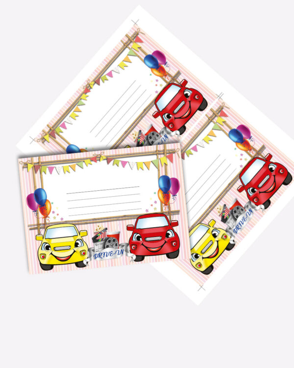 Drive In Movie Birthday Party Blank Invitations 2