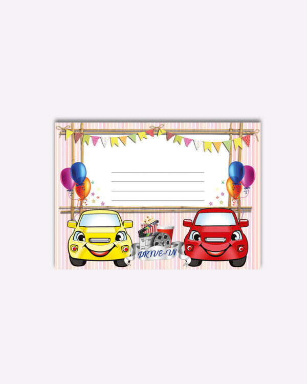 Drive In Movie Birthday Party Blank Invitations 1