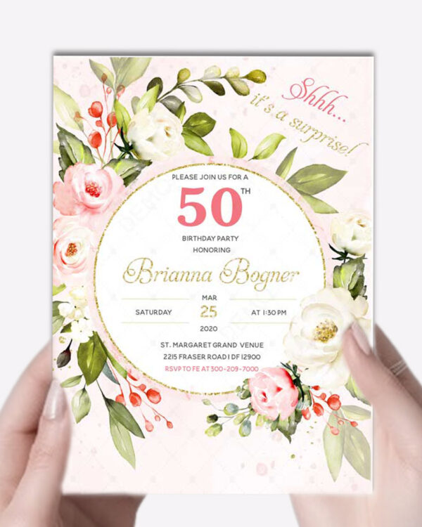 Elegant 50th Surprise Party Invitation Ideas 3