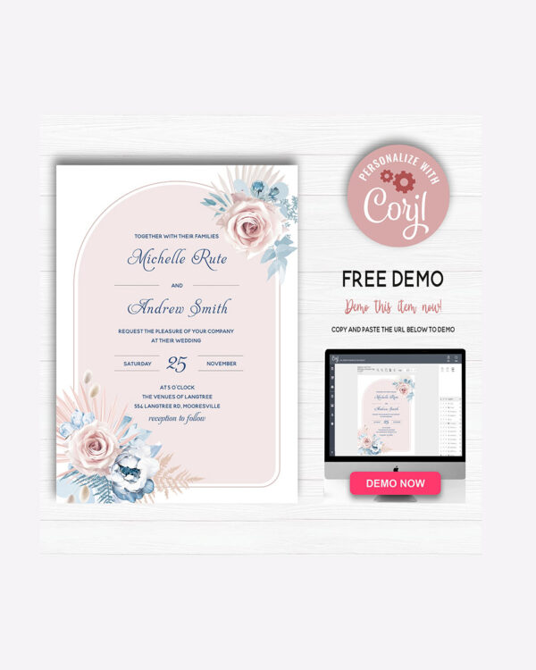 Elegant Rustic Dusty Blue and Blush Pink Wedding set 5