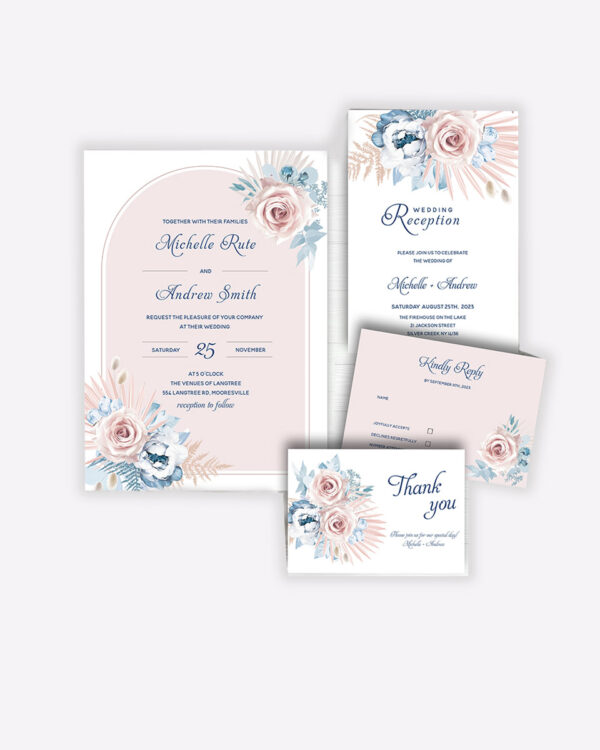 Elegant Rustic Dusty Blue and Blush Pink Wedding set 1