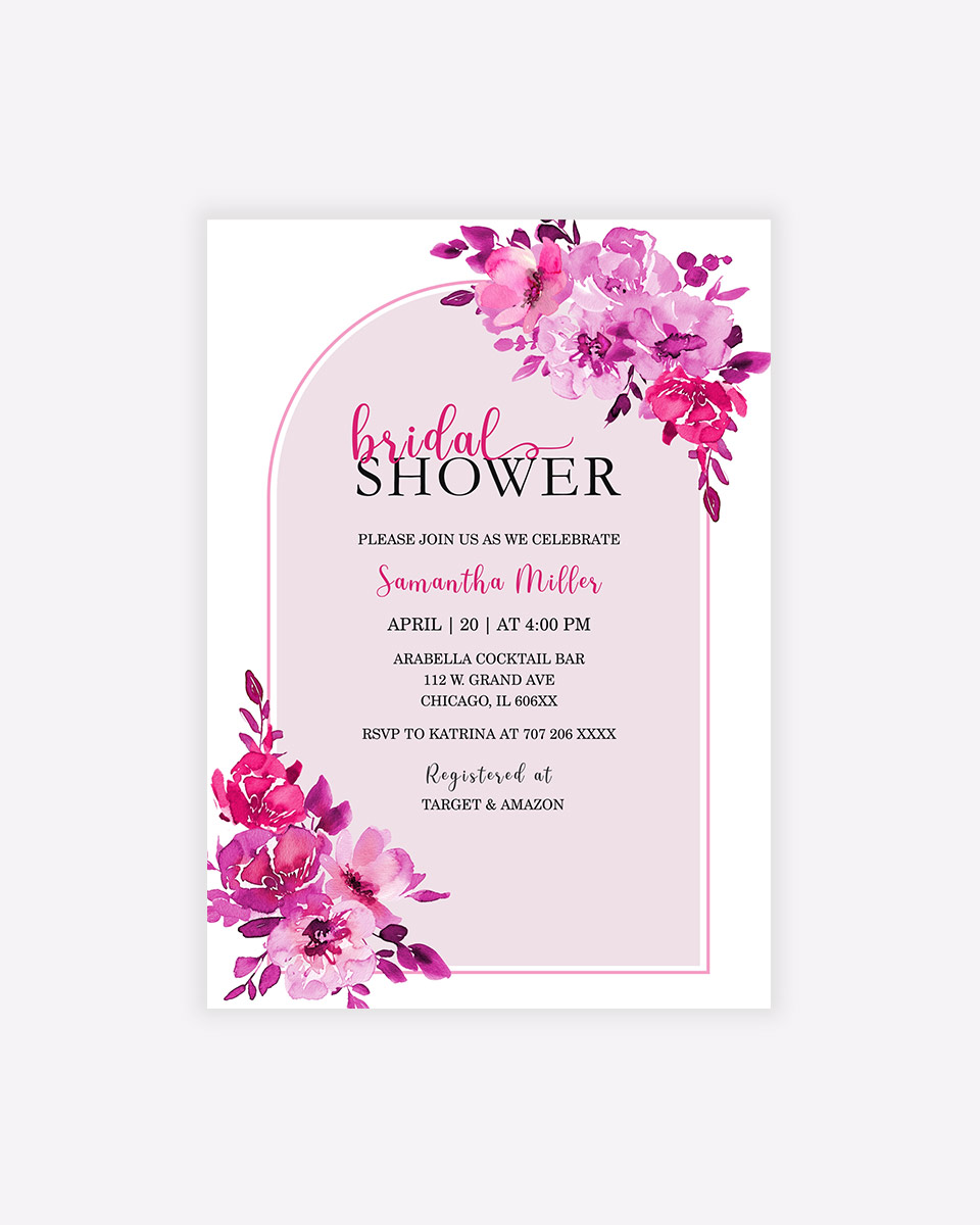 Hot Pink Bridal Shower Invitation Ideas