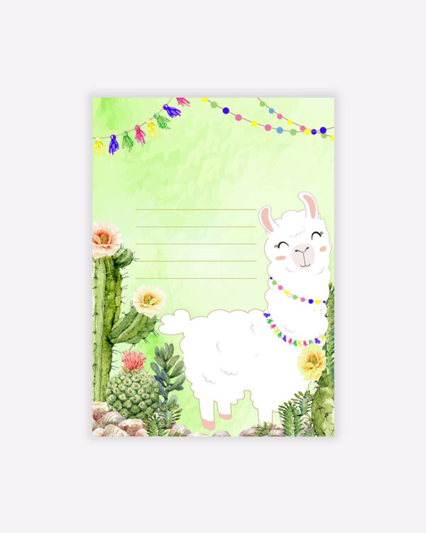 Llama-themed 1st birthday invitation template 1