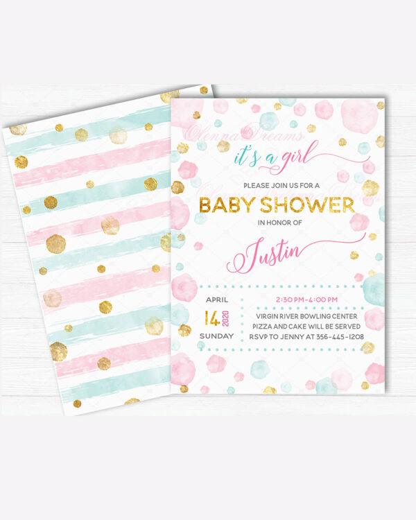 Pink and green polka dots baby shower 2