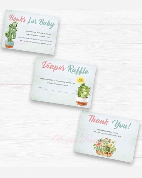 Unique cactus baby shower cards 3