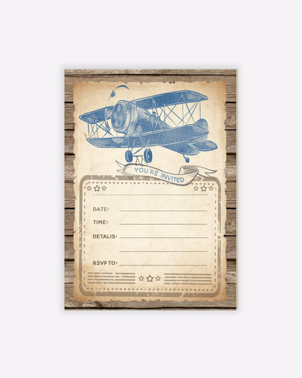 Vintage Airplane Baby Shower Fill-In Invitations 1