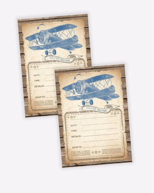 Vintage Airplane Baby Shower Fill-In Invitations 2