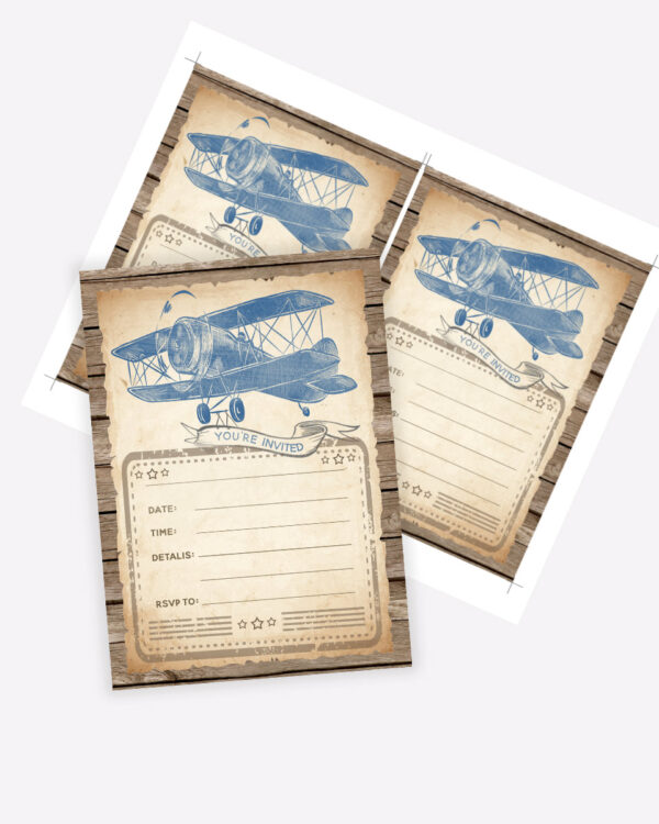 Vintage Airplane Baby Shower Fill-In Invitations 3