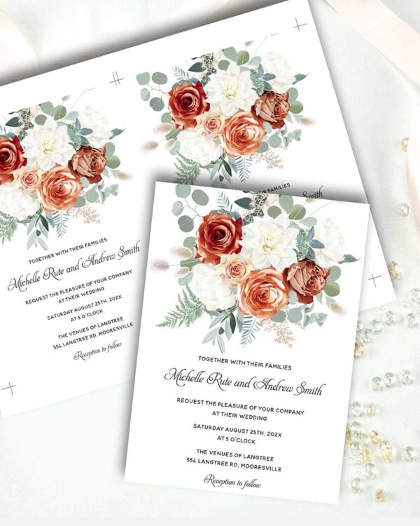 Boho Terracotta Sage Wedding Invitation Set 4