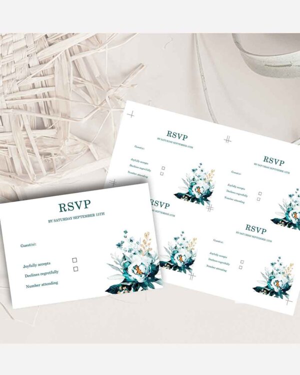 Editable Teal and Gold Wedding Invitation Suite 4