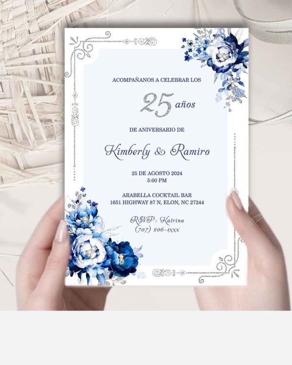 Invitaciones de plata para las 25 bodas 3