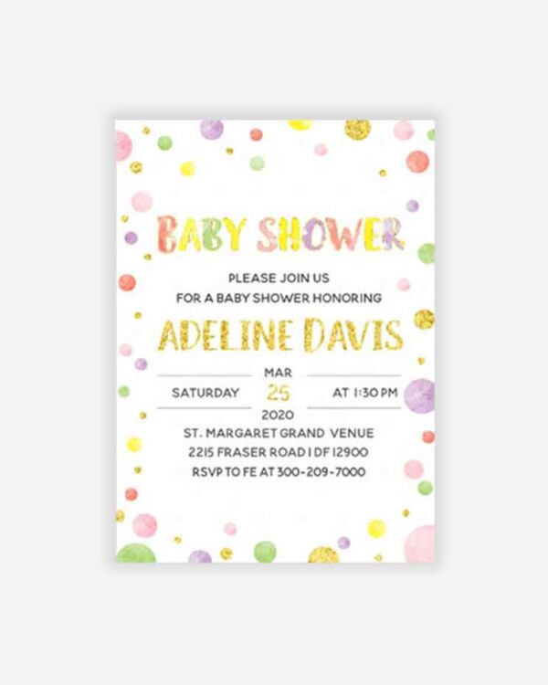 Baby Shower Invitations Gold Polka Dot Designs 1