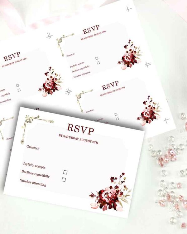 Burgundy and Gold Quinceanera Theme Invitation 2