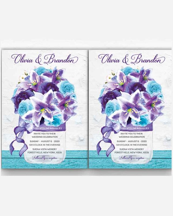 Personalized Purple And Turquoise Wedding Cards 4