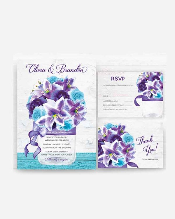 Personalized Purple And Turquoise Wedding Cards 1