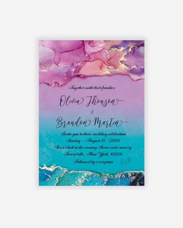 Purple and Turquoise Wedding invitations templates 1